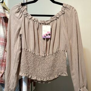 Women's Tan Off-Shoulder Top